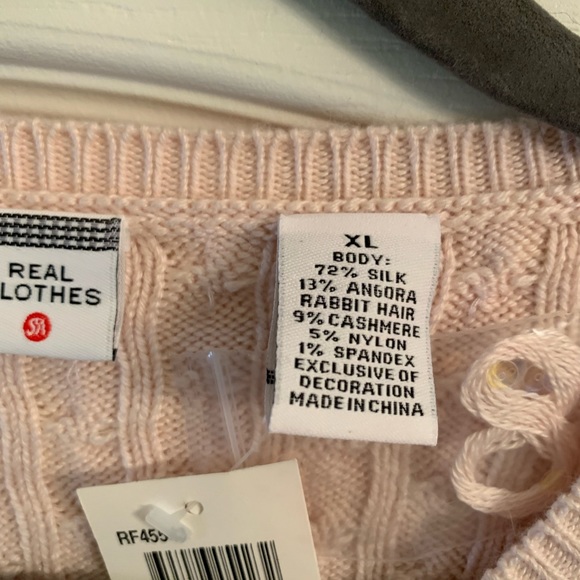 NWT Silk, Angora gorgeous embellished Real Clothes designer sweater XL from Saks - Picture 2 of 3